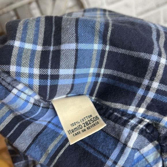 L.L. Bean Blue Plaid Flannel Button Down Shirt Top Loose Fit Size XS Vintage - Picture 6 of 6